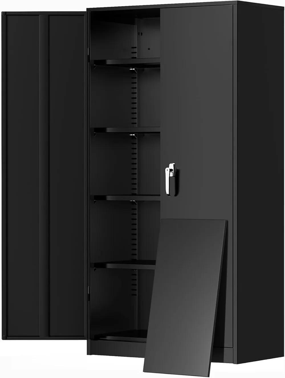 Metal Cabinet, 72” Black Tool Steel Locking Cabinet with Doors and 4 Shelves, Tall Cabinets , Classroom/Pantry