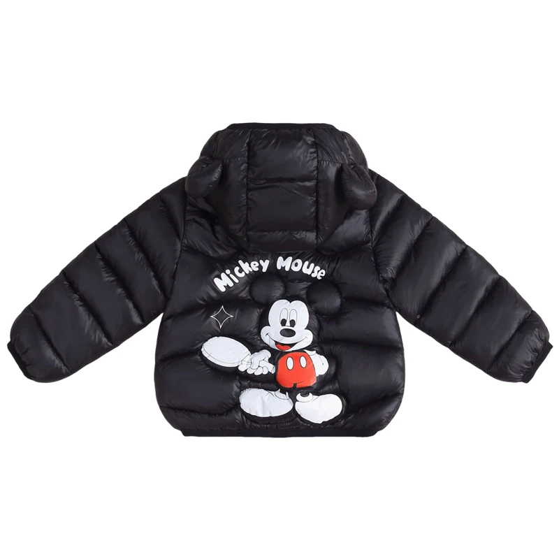 

Baby Boys Girls Lightweight Down Jacket 2025 Autumn Winter Kids Cartoon Mickey Mouse Warm Hooded Coats Children Zipper Outerwear