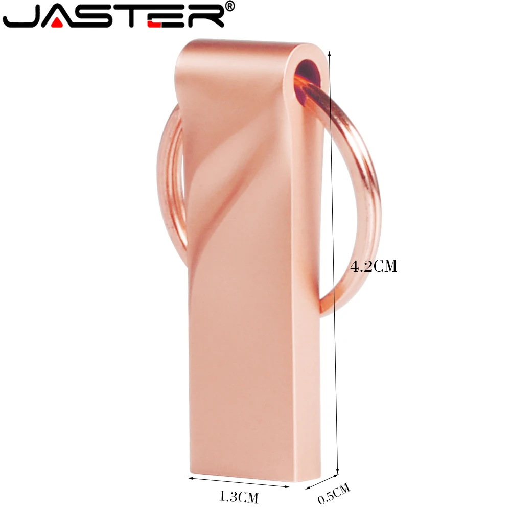 JASTER Silver Metal USB Flash Drive 128GB Free Key Ring Memory Stick 64GB 1Pcs Free Logo Pen Drive 32GB 100% Real Capacity 16GB