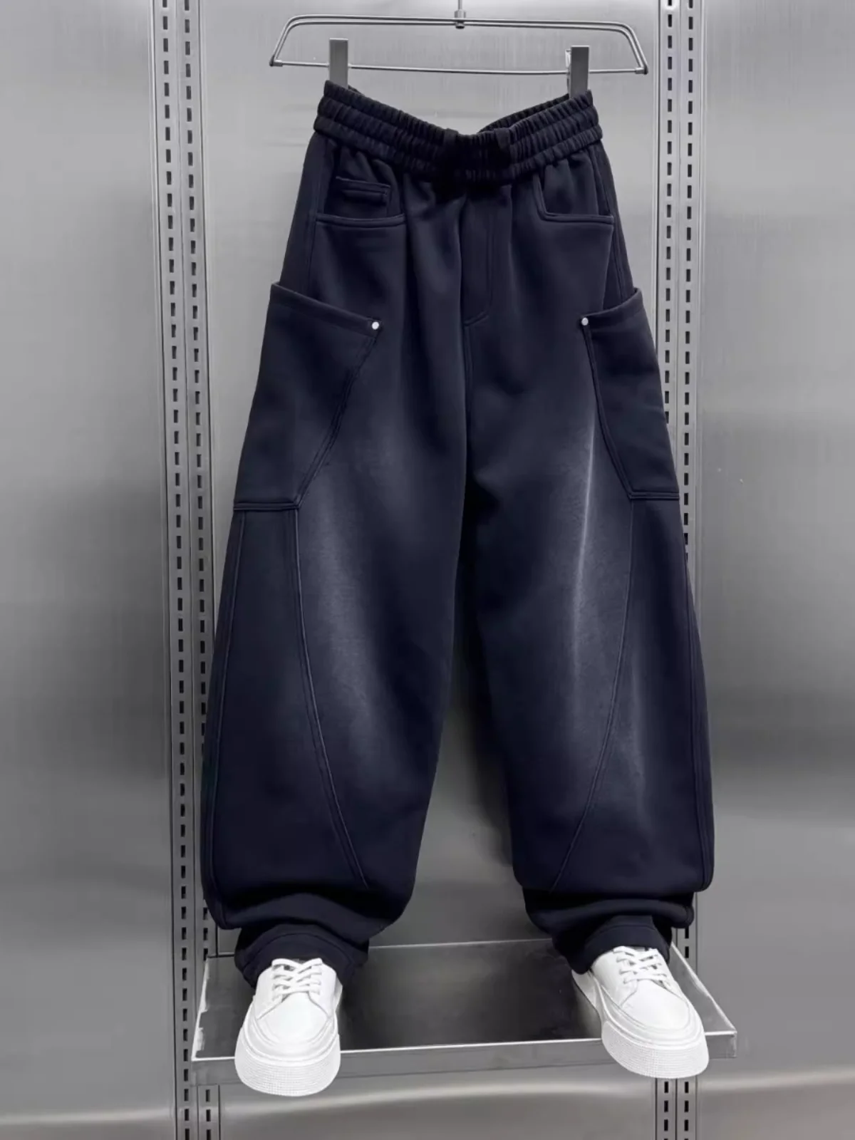 

Loose Wide Leg Sports Pants for plus Size Men Autumn Winter plus 300 Pou Trendy Casual Trousers with Multiple kets ad...