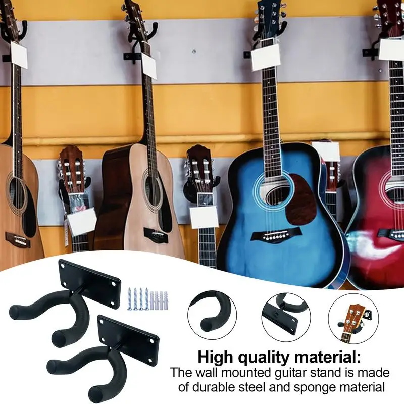 Acoustic Guitar Wall Mount 2X Violin Wood Guitar Hanger Metal Guitar Hook With 4 Screws 4 Expansion Tubes For Bass Guitar Player