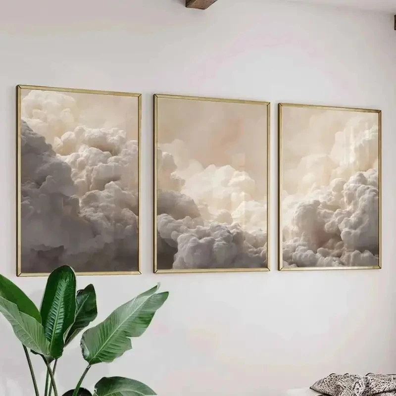 Retro White Cloud Canvas Set 2