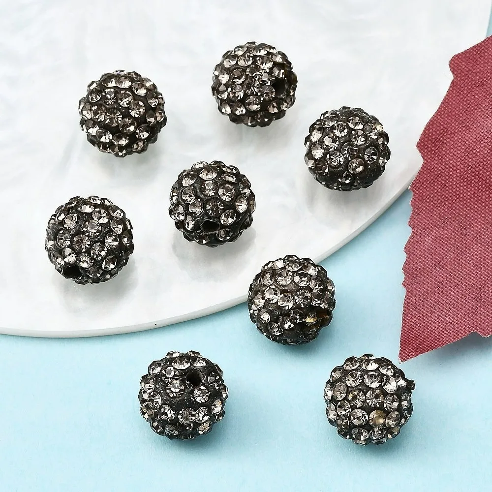 

100pcs Polymer Clay Rhinestone Beads Grade A Round PP15 Black 10mm Hole: 1.8~2mm 6 Rows Rhinestone PP15(2.1~2.2mm)