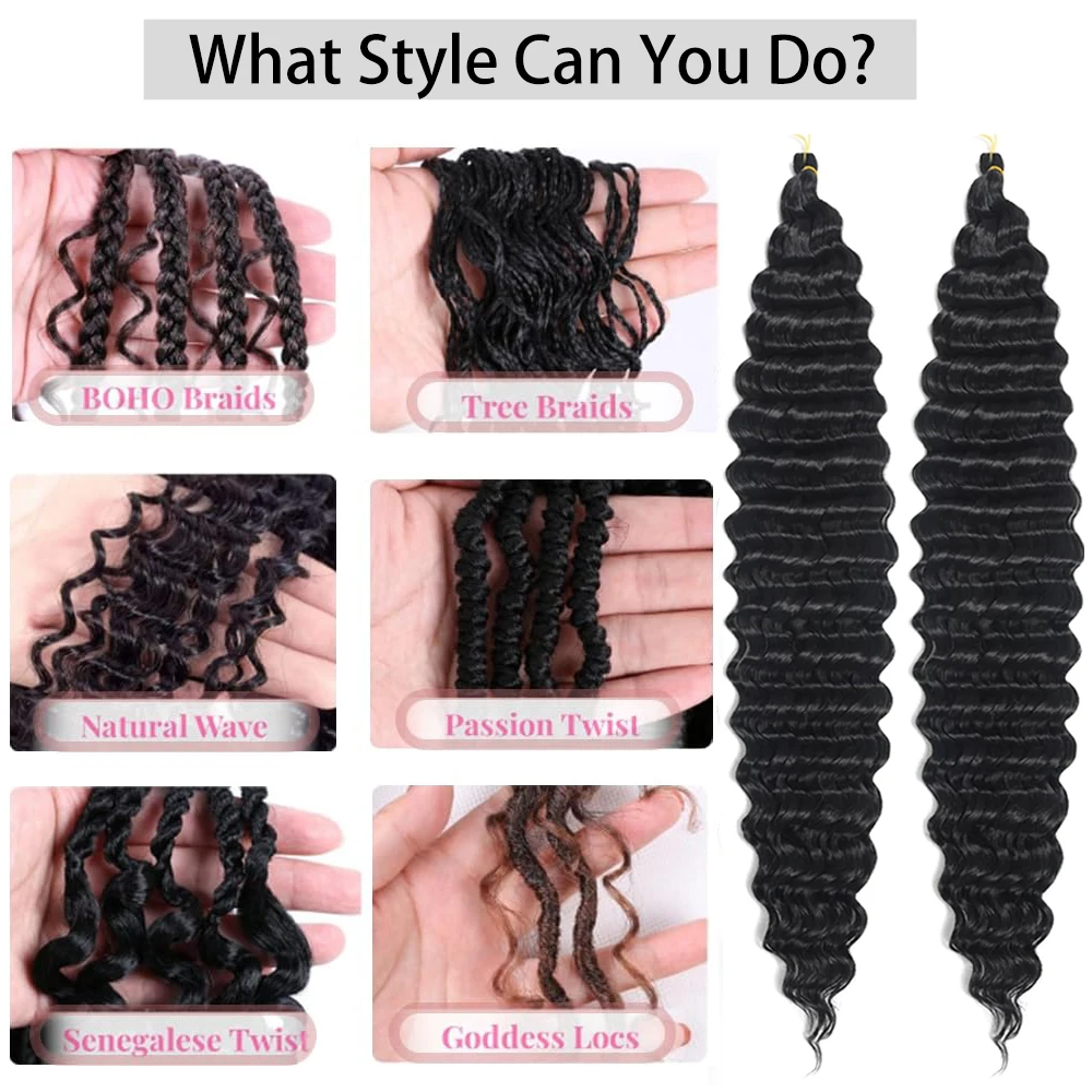 32 Inch Synthetic Deep Wave Crochet Hair Extensions for Women Curly Bohemian Twists Ocean Wave Crochet Braiding Hair