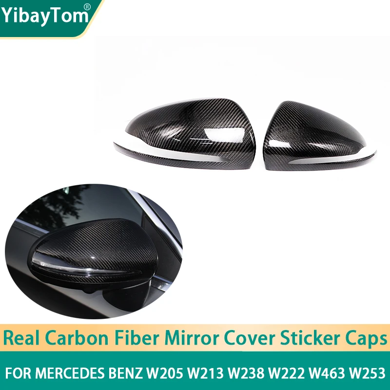 

1 pair Real Carbon Fiber Side Mirror Cover Cap Sticker Add-on For Mercedes-Benz W205 W253 W222 W213 W238 X253 only for LHD