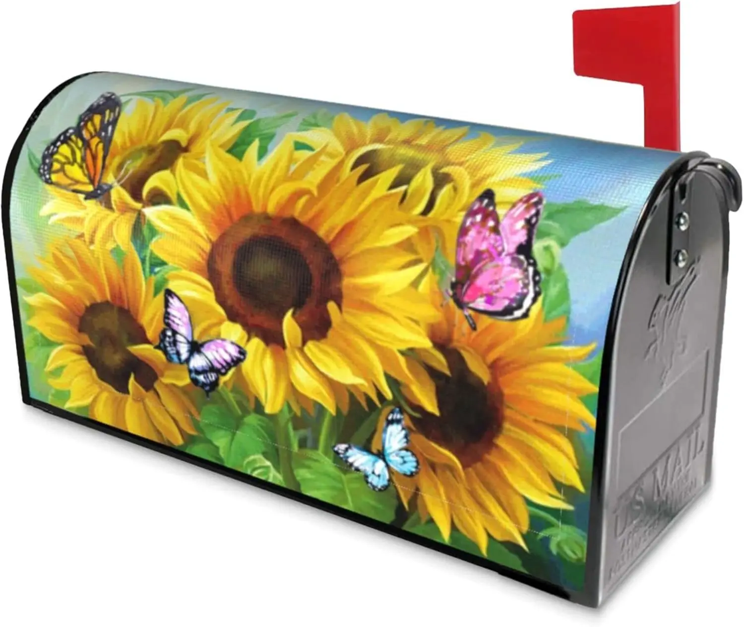 Hello Summer Sunflower Butterfly Mailbox Covers Magnetic Summer Outdoor Decorations Welcome Mailbox Wraps Floral Post Letter Box