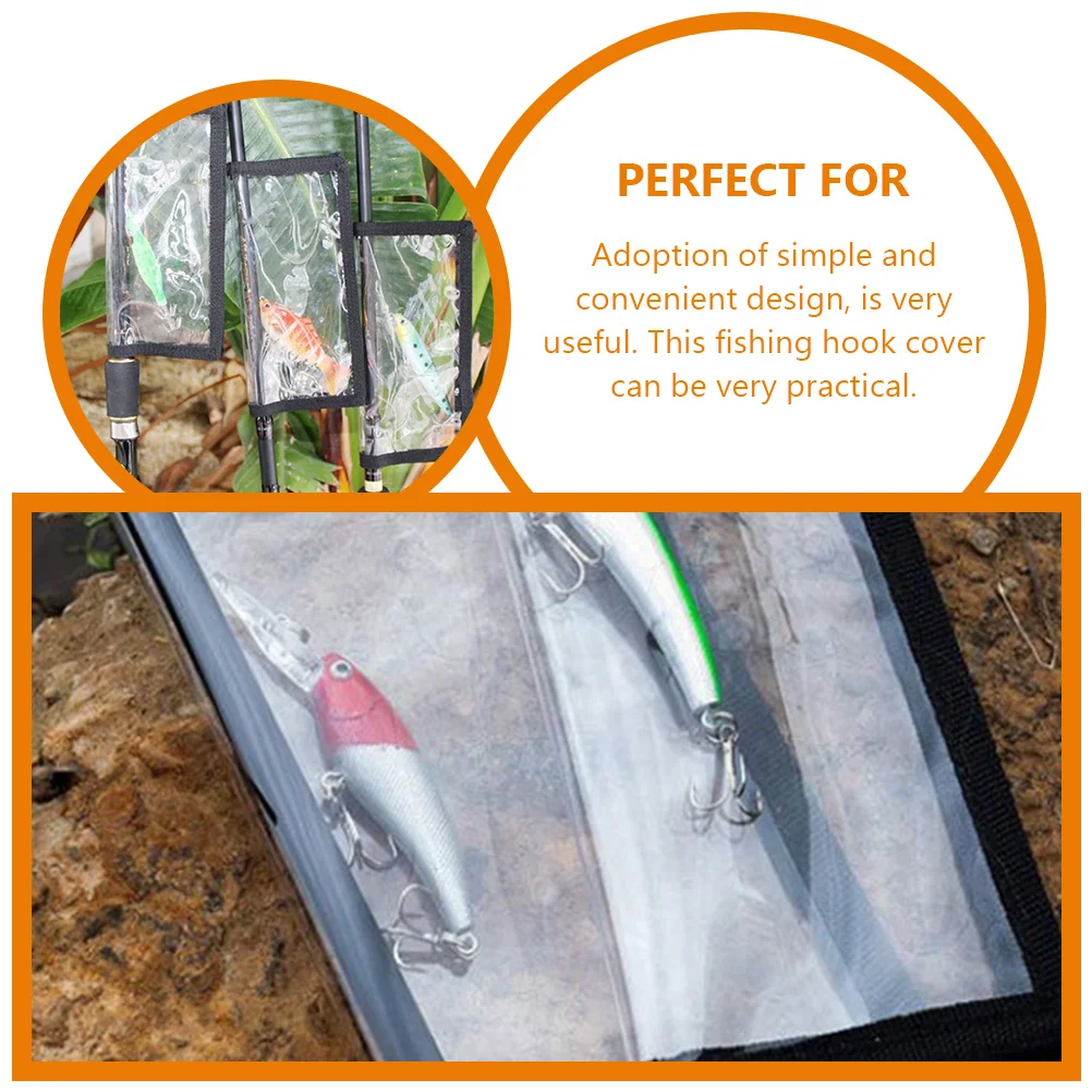 

6pcs Fishing Bait Storage Bag 20x10cm Black Transparent PVC Lure Wrap Hook Cover Practical Case Fishing Accessories