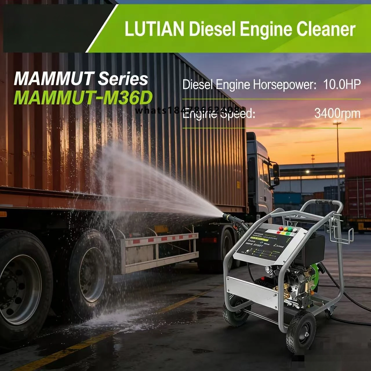 Hot-selling diesel-powered ultra-high pressure washer Car washer 250bar Commercial 18L/min Motor 10HP
