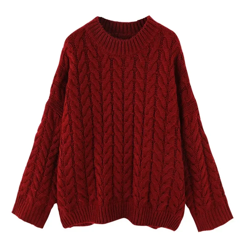 Autumn Winter Loose Twist Pullover Sweater Women O-Neck Long Knitted Top Casual Long Sleeve Jumper 2025 Elegant Knitwear