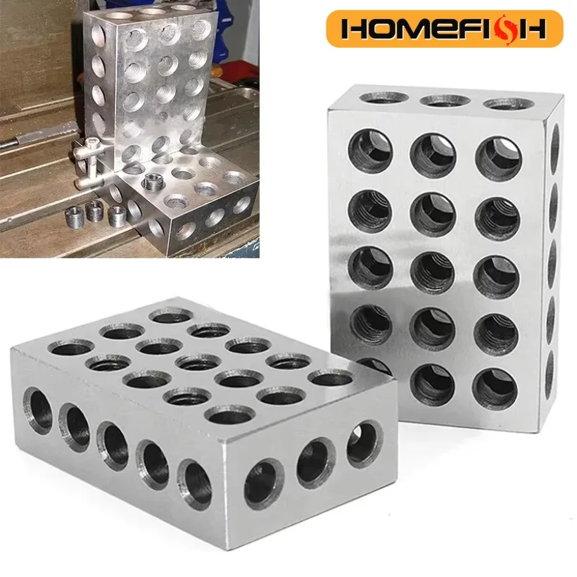 2 pezzi blocchi temprati 0.0002 precisione abbinata macchinista 123 utensile di fresatura 23 fori calibro blocco 25-50-75mm