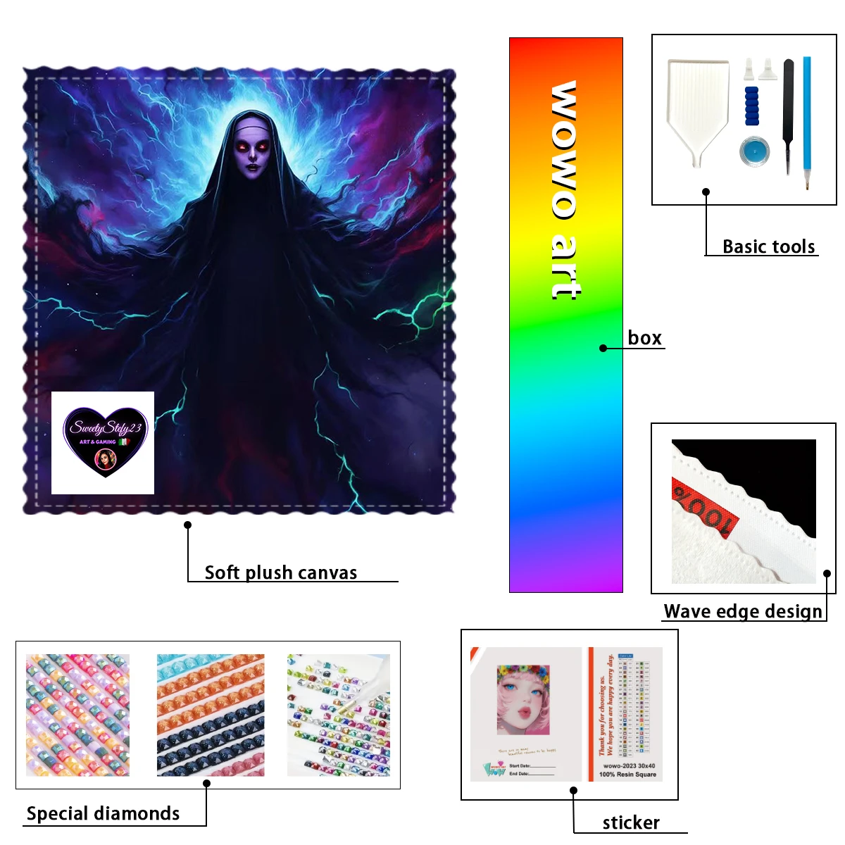 

【Sweety Stefy Diamond art】Horror Nun 100% resin FD+ab+xc Diamond Stamping Kit Perfect Masterpiece worth Buyi