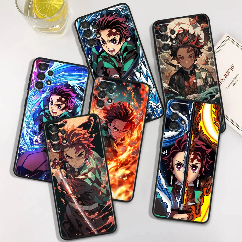 Beautiful Demon Slayer Anime Phone Case For Samsung A34 35 42 50 51 52 53 54 A55 A60 A70 A71 A72 A73 A80 A81 A90 A91 Black Cover