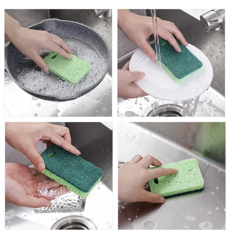 5pcs Dishwashing Sponge Kitchen Nano Emery Magic Clean Rub Pot Rust Focal Stains Sponge Removing Kit Cleaning Brush Sponges