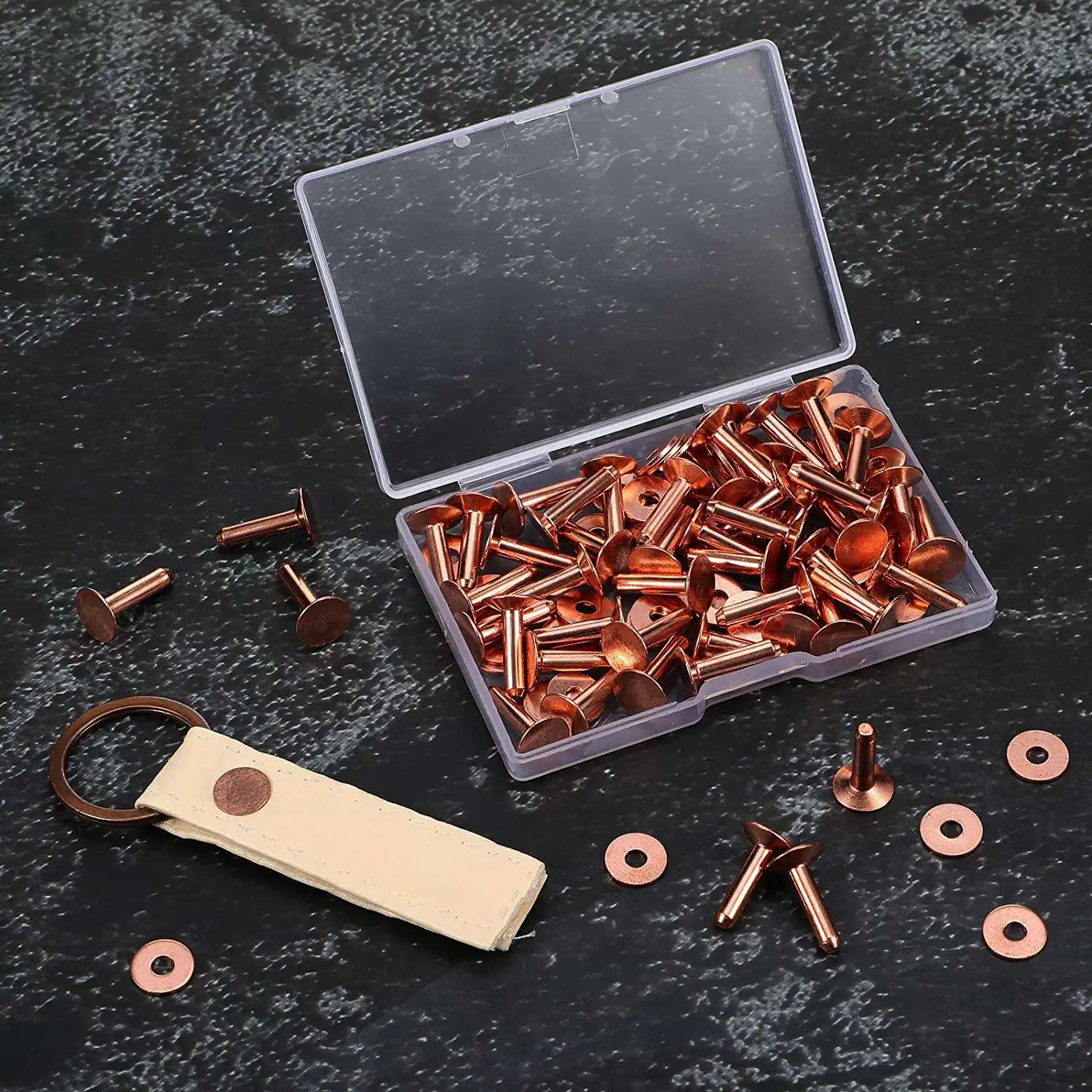 

A61K 100 Sets Copper Rivets and Burrs Washers Leather Copper Rivet Fastener for Collars Leather DIY Craft Supplies