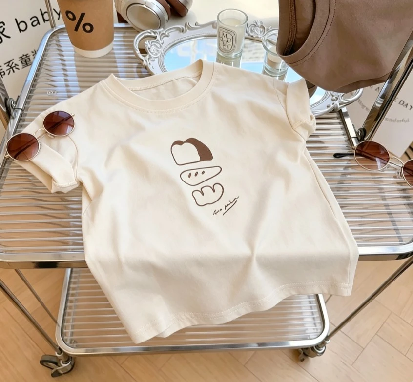 Children Fashion Short Sleeve Tops Baby Infant 0-7Year Clothing T-Shirt Fashion Kid Crew Neck Basic Casual Tees Toddler Tops Tee
