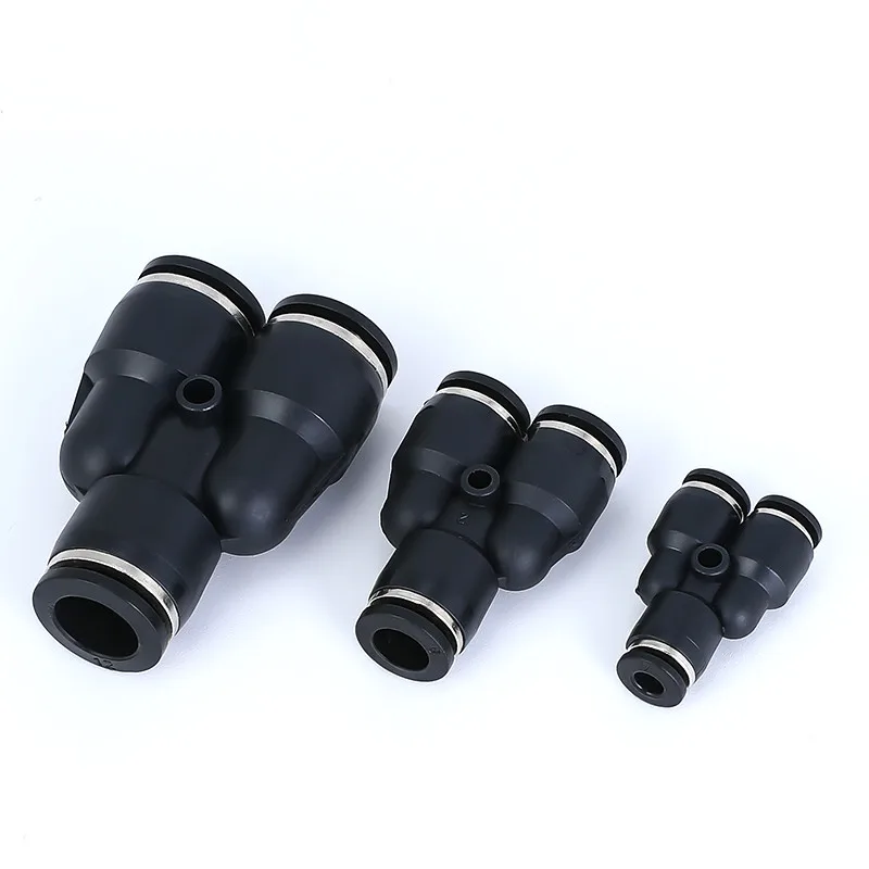 5Pcs PY6 Shape 3 Way Tee 6mm Tube Air Pneumatic Quick Fittings Black