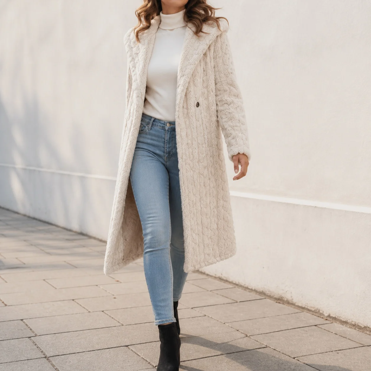 Women's Winter Female Hooded Thick Coat Slim Fit Solid Color Double Breasted Regular Sleeve Women's Autumn Winter Jacket