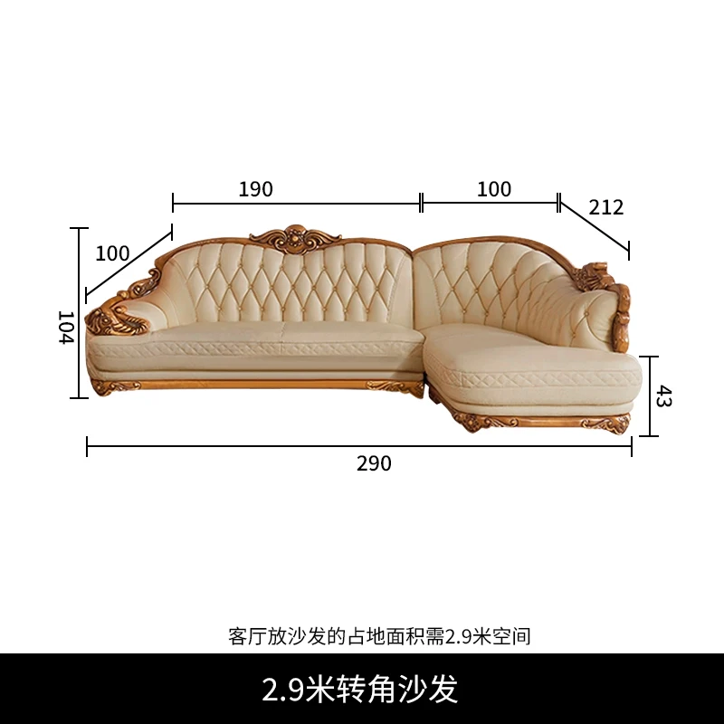 European Oak Leather Sofa Set for Corner Spaces in Apartments - Premium Solid Wood, Elephant Grey,