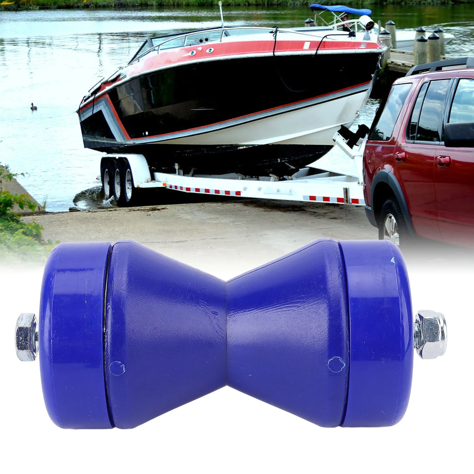 90 مللي متر قارب مقطورة القوس الأسطوانة امتصاص الصدمات Wearproof PVC القوس وقف الأسطوانة الأزرق PVC قارب مقطورة الأسطوانة #1