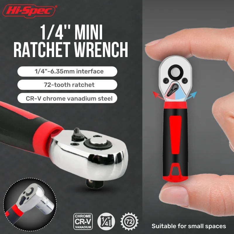 Hi-Spec 1/4 Ratchet Double Head Fast Ratchet Wrench Double-Ended Mini Socket Wrench Set Bicycle Workshop Tool Hand Tools
