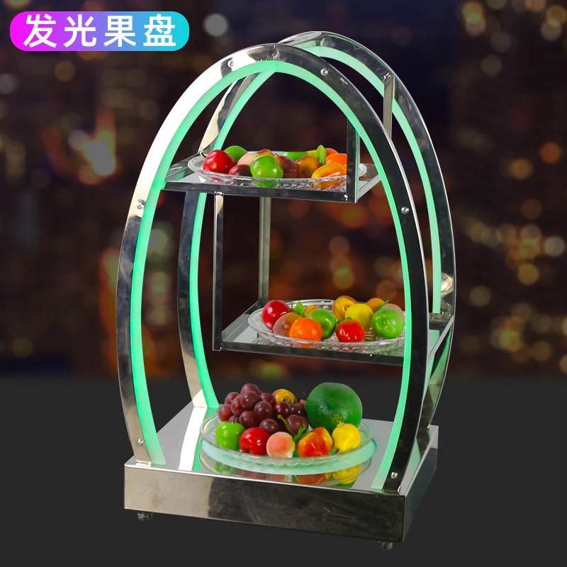 

Bar luminous fruit plate LED charging snack plate nightclub KTV egg shaped three-layer fruit platter suitable for parties and ni