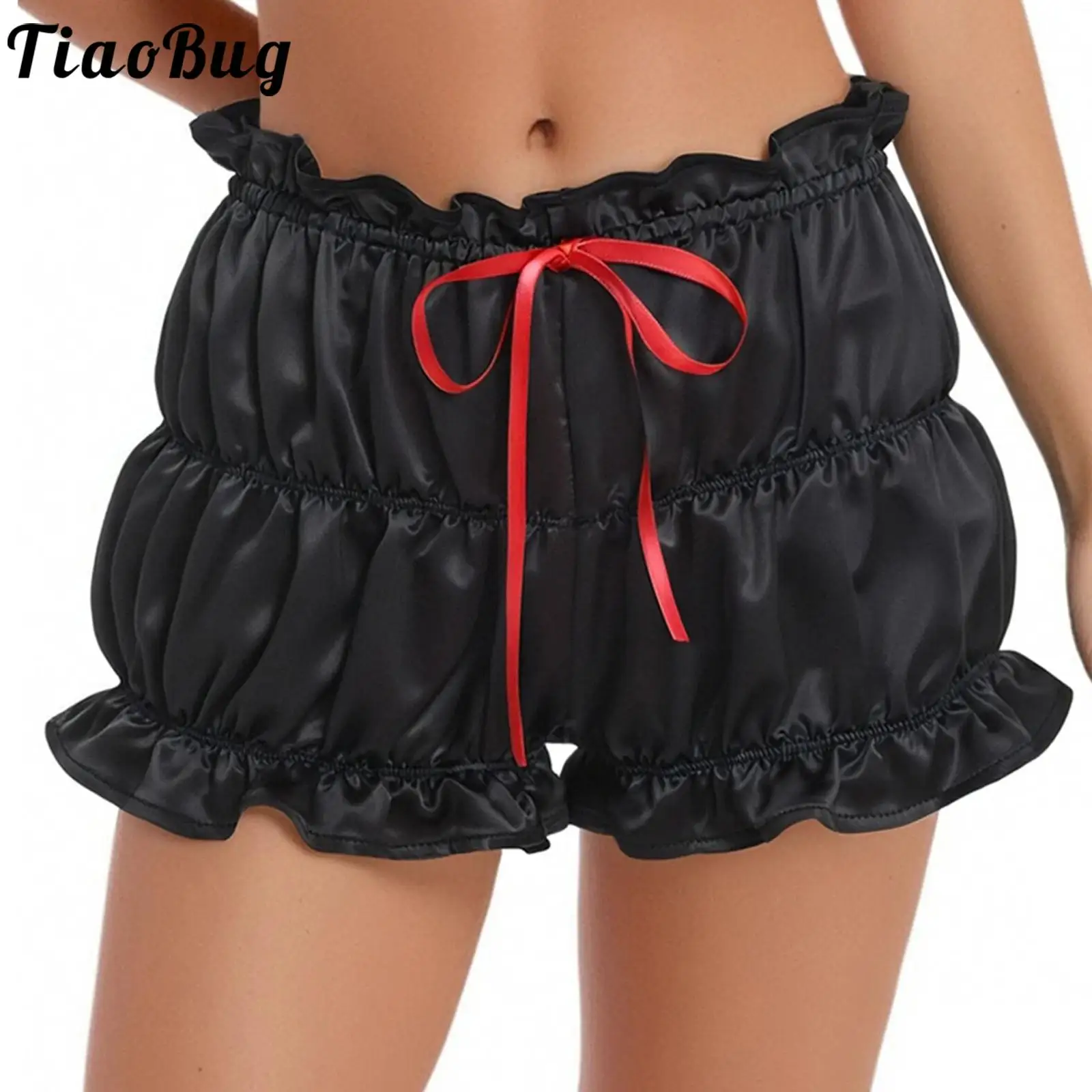 

Women's Lolita Y2K Satin Ruffled Pumpkin Shorts Tying Bow Pettipants Safety Shorts JK Skirt Tutu Dress Accessory Underpants