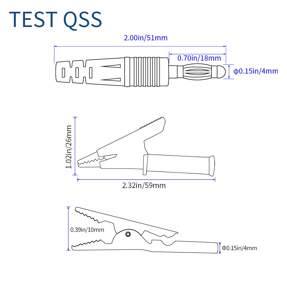 Imagem -02 - Qss-multímetro Test Leads Banana Plug para Jacaré Clip Cabo de Fio Ferramentas Elétricas Acessórios Vermelho Preto 1m mm Q.70056c Pcs