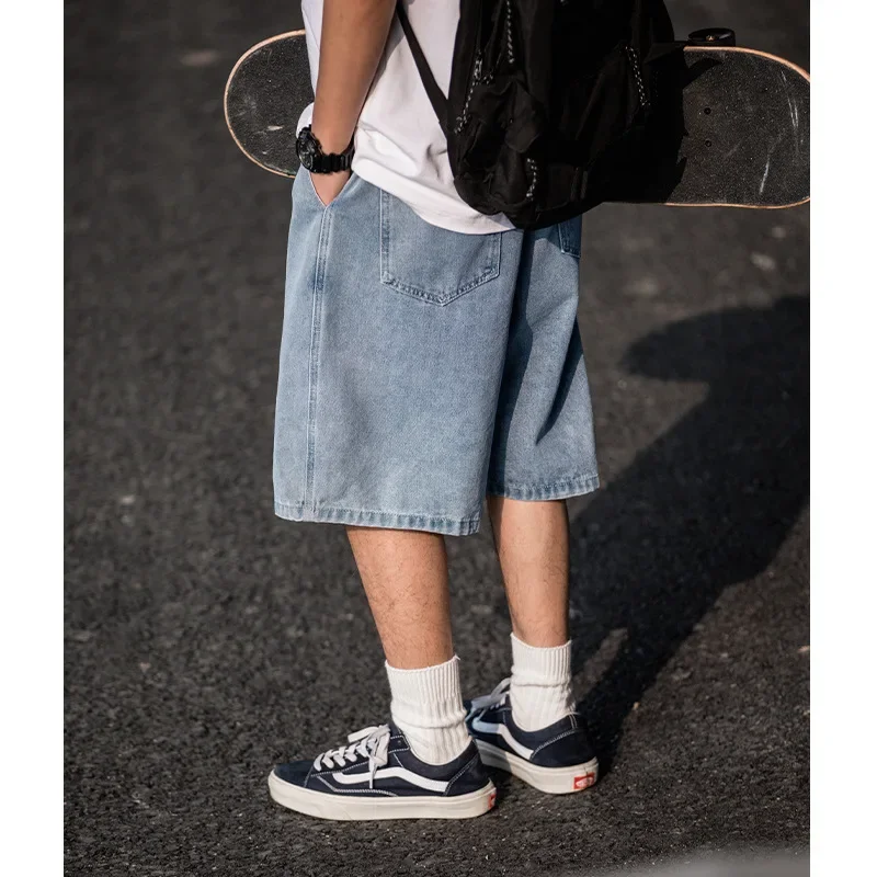 2023 Summer New Fashion Men\'s Retro Denim Shorts Men\'s Simple Loose Shorts All-match Boutique Clothing Simple Style