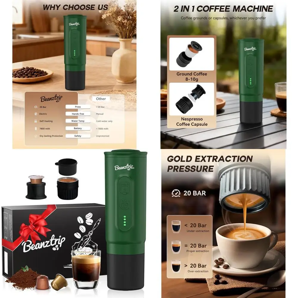

Portable Espresso Maker for Travel and Outdoor Adventures, Compatible with Nespresso Capsules and Ground Coffee, Ideal Thanksgiv