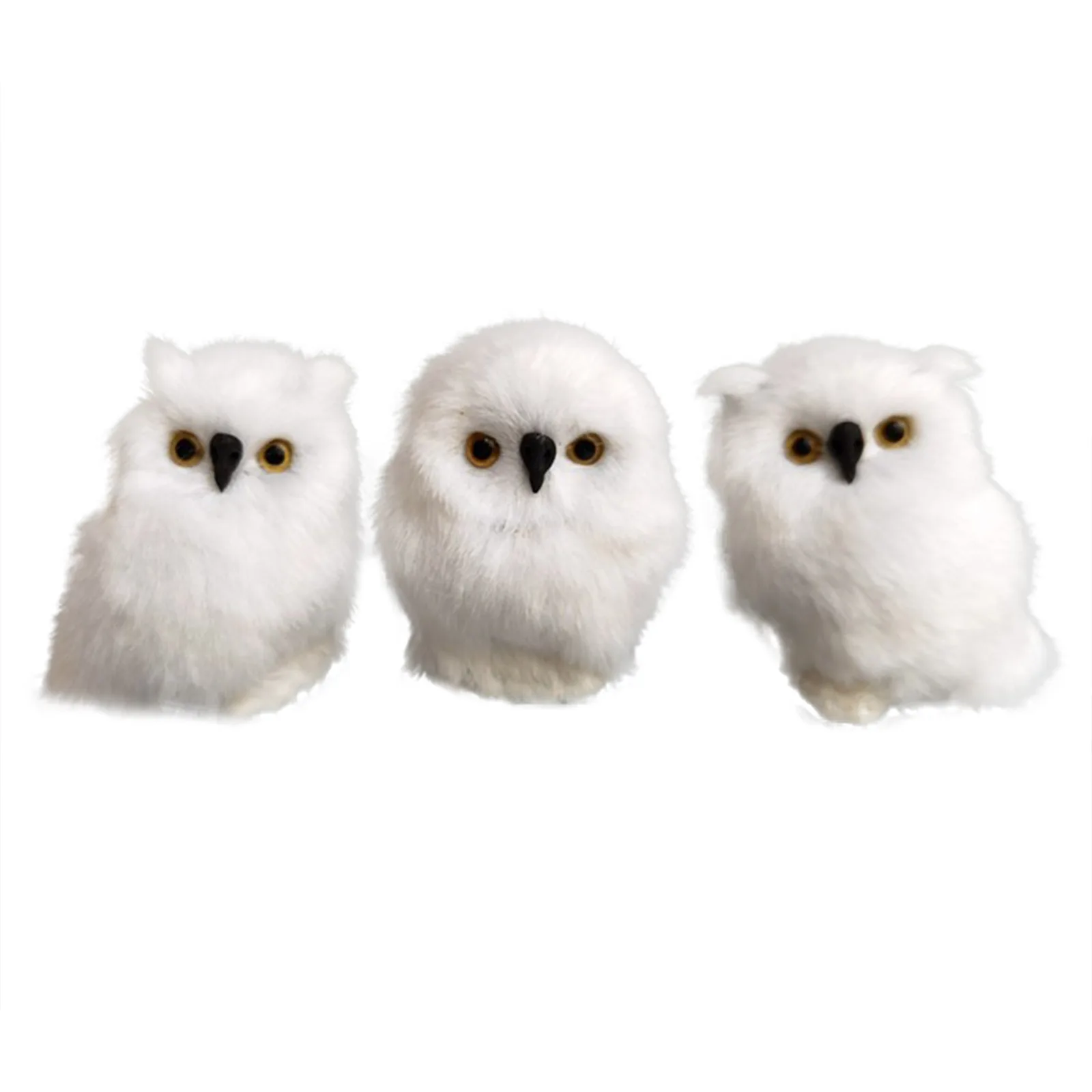 3Pcs Simulation Furry Owl Christmas Tree Hanging Ornaments Pendant Imitation Fur Decorate Props Creative Xmas Gifts