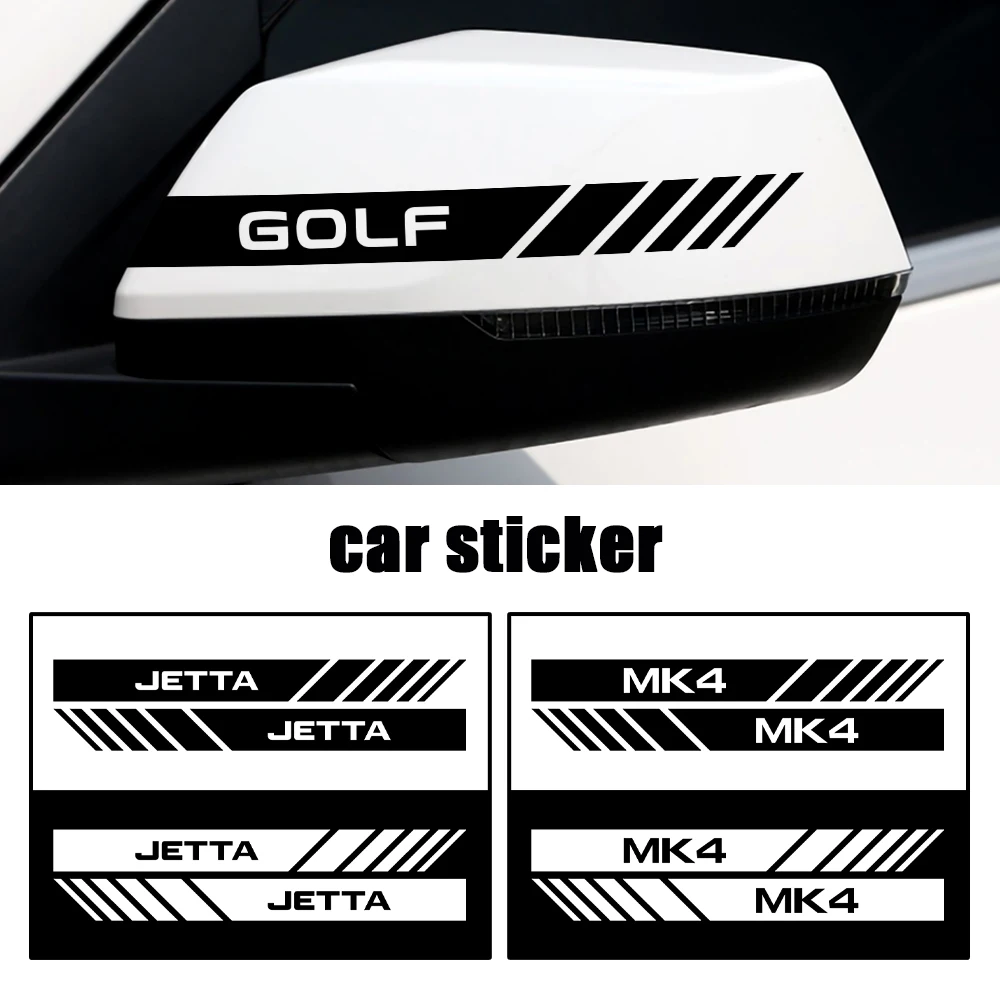 2PCS Vinyl Rearview Mirror Stickers Car Side Body Decor Decals for Volkwagen VW Polo TSI Golf Passat MTM 4 Motion Touareg T-ROC