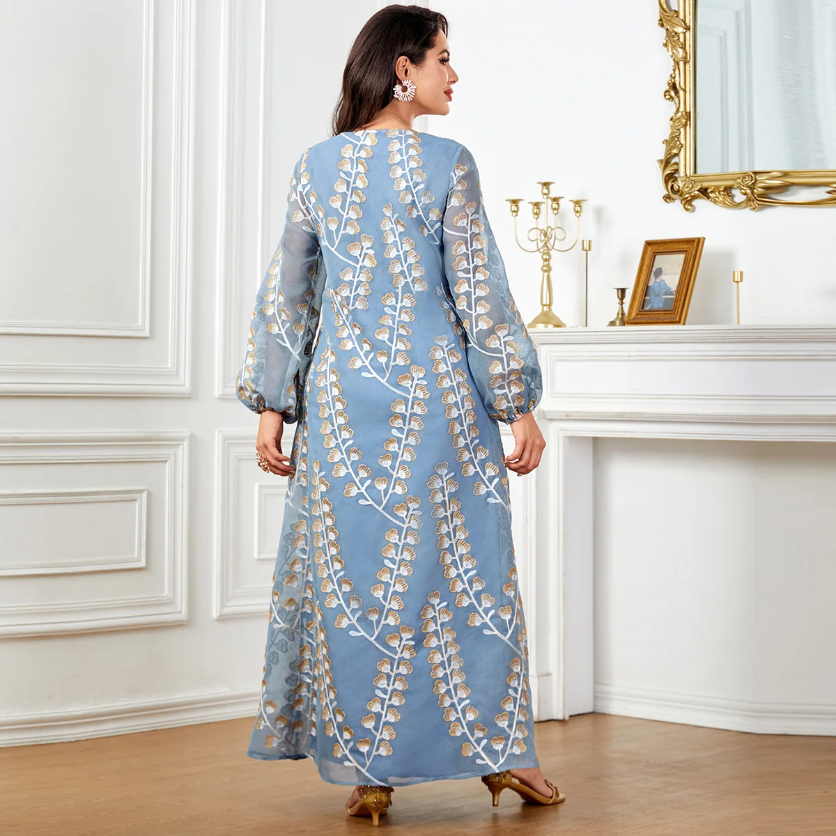 Dubaï Abaya femmes broderie Maxi Robe caftan musulman Eid Djellaba Islam vêtements turquie Kebaya Caftan Marocain Femme Robe