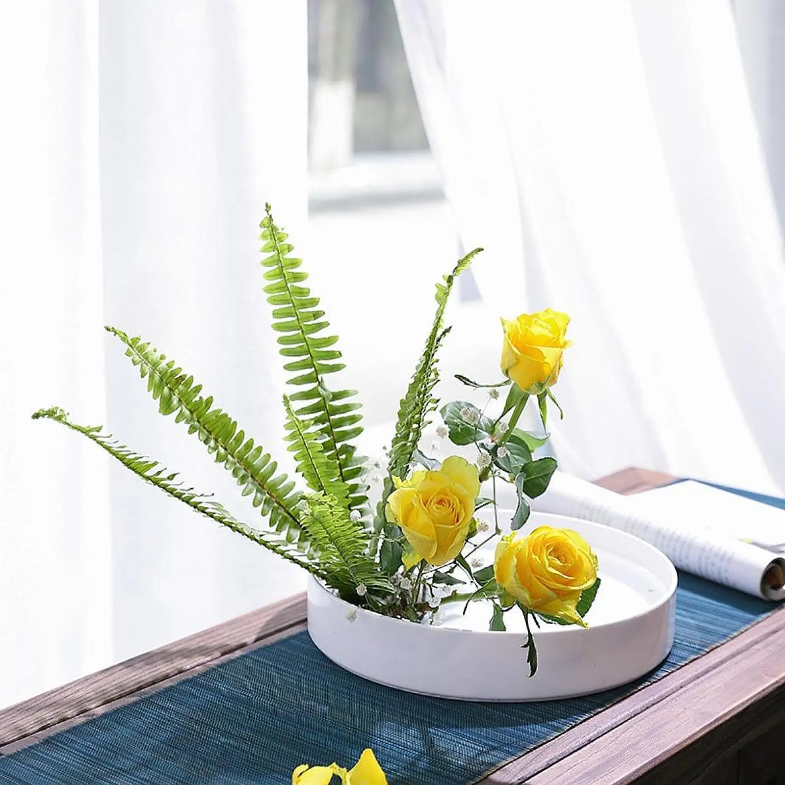 Japanese Flower Vase Shallow Container Floristry Desktop Ornament Aesthetic Flower Arrangement Pot for Bedroom Shelf Entrance