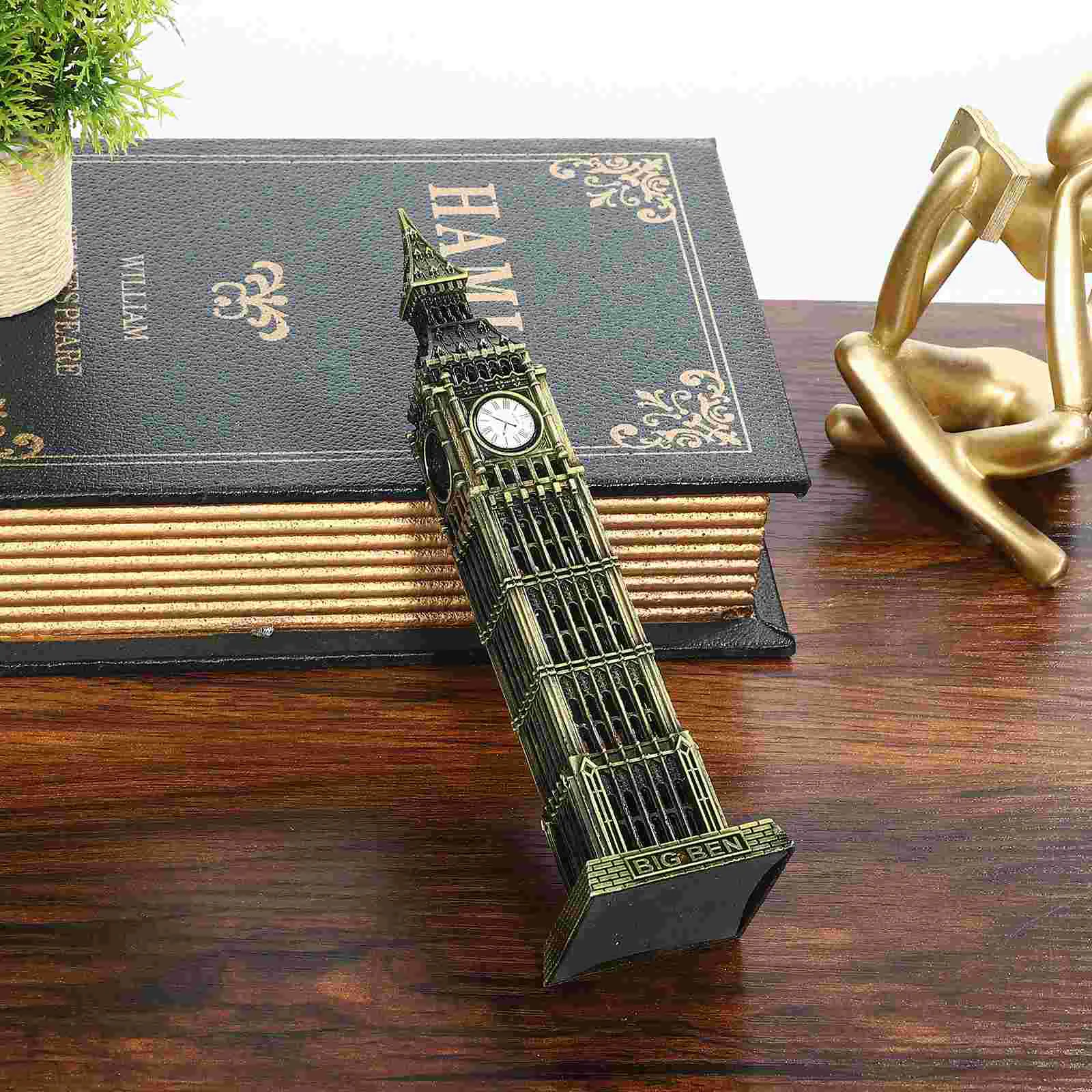 Big Ben Model Decorative Architectural London Ornament Mini Building Alloy Statues Baby Wall Clocks