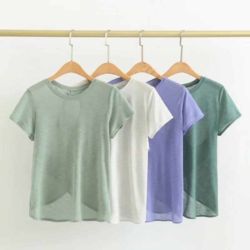 

Fashion Sports Short-sleeved Loose T-shirt Women Running Hoodie Yoga Clothing Quick Dry Fitness Clothing Breathable Thin Tops