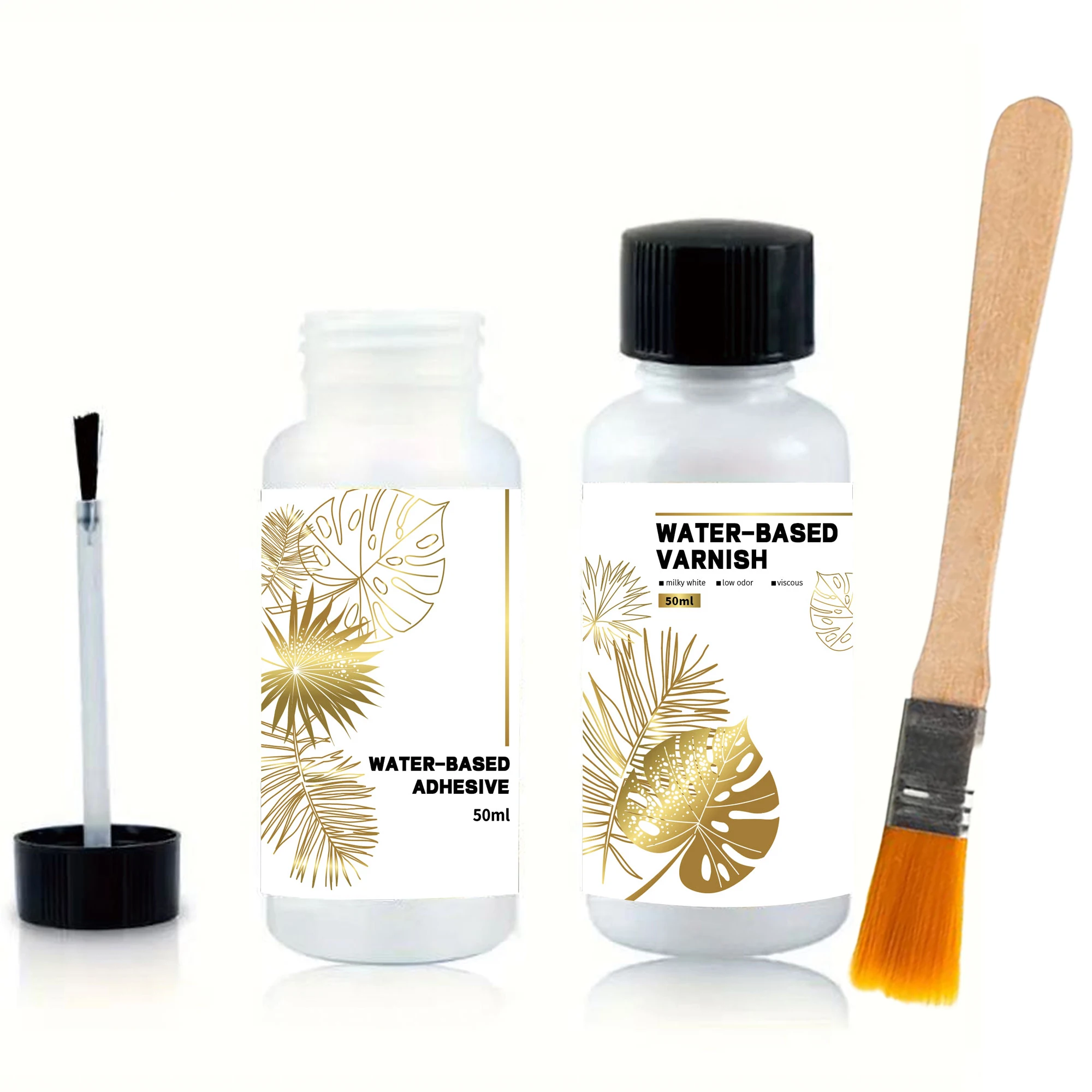 50ML/100ML/ Golden Foil Adhesive Kit - Water-Based Metallic Glue with Brush for Crafts, Painting & Art Projects
