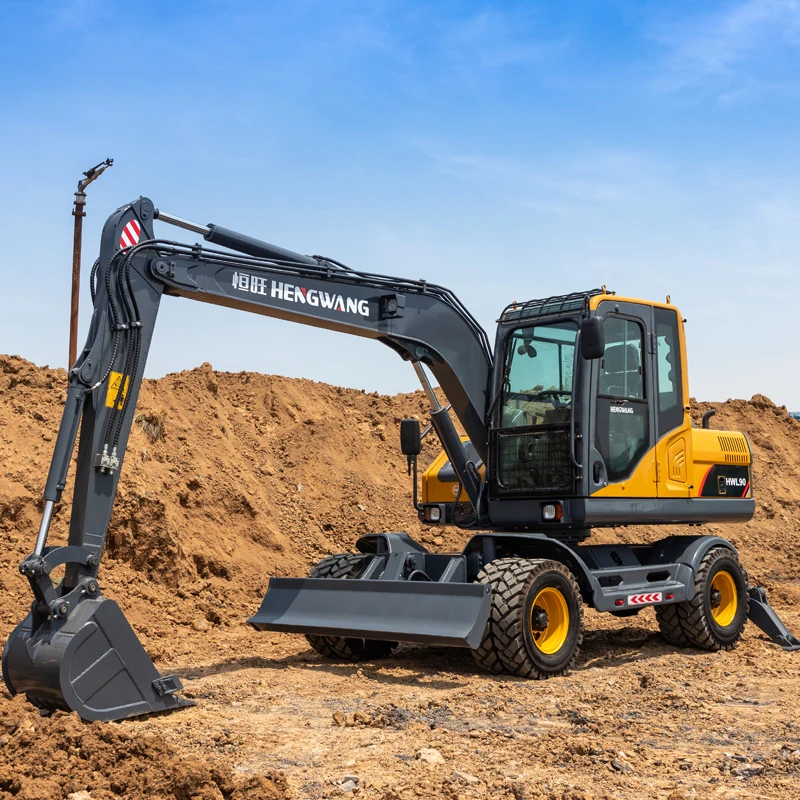 Sales Wheeled Excavator 9 Tons Heavy Machinery Equipment Diesel Backhoe Excavator Construction Trenching Support Customization