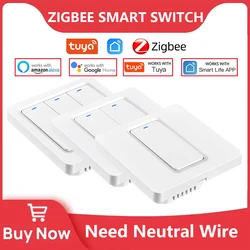 Tuya Zigbee-EUスマートスイッチ、1、2、3ギャング、プッシュボタンコントローラー、スマートライフアプリで動作、zigbeeゲートウェイが必要、ニューワイヤ