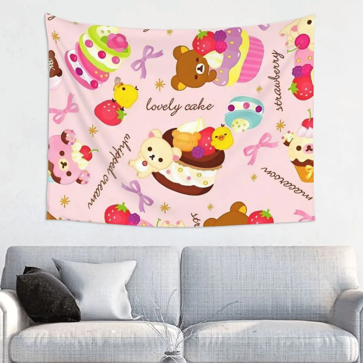 Rilakkum Lovely Cake Tapestry Hippie Polyester Wall Hanging Room Decoration Yoga Mat Mandala Blanket