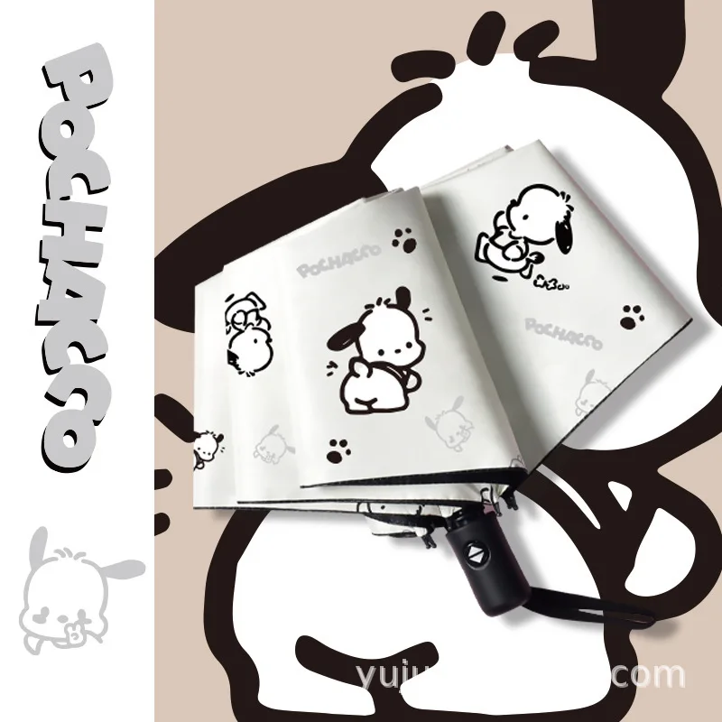 

Pochacco Auto Open Close Umbrella Cute Cartoon UV Protection Sun Umbrella Students Dual Use Rain Sun Umbrella Super Adorable
