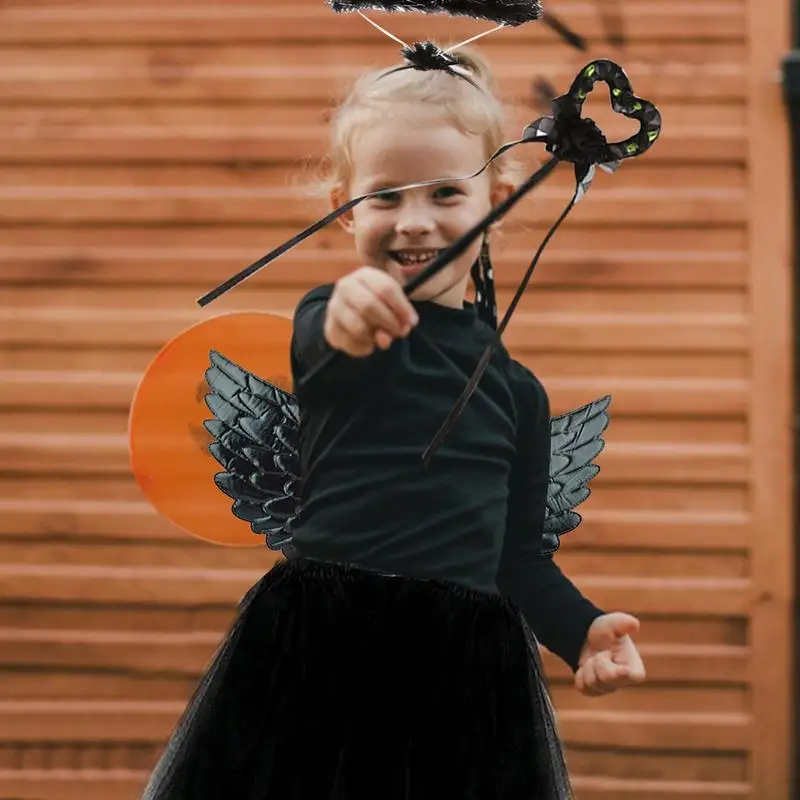 Kostum Halloween malaikat untuk anak perempuan kostum malaikat iblis Set untuk Cosplay Halloween Novel perlengkapan Cosplay untuk anak perempuan kecil