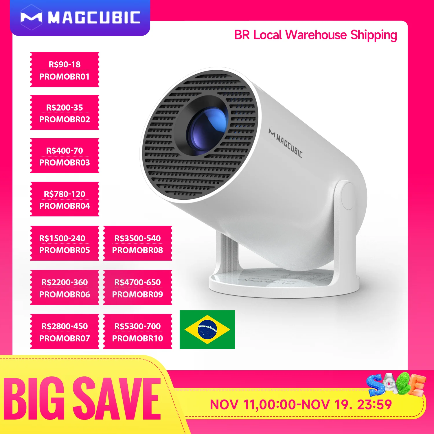 جهاز عرض Magcubic Android 11 290ANSI 720P 1080P 4K 180 ° مرنة BT5.0 السينما المنزلية في الهواء الطلق المحمولة HY300 HY320 #1