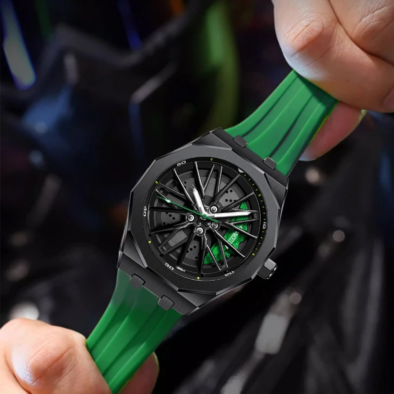 CHAXIGO 7277 Fashion Quartz Men's Watch Wheel Rotation Design Waterproof Luminous Silicone Strap Watch for Women Montres Hommes