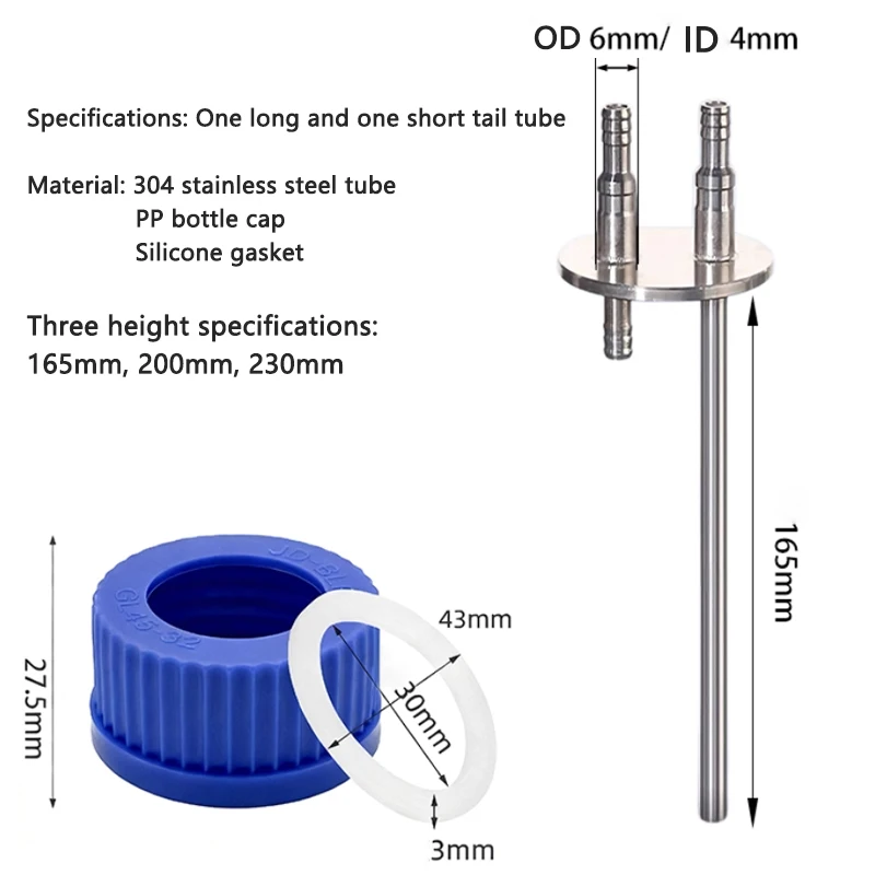 

Лабораторные колпачки для бутылок с реагентом GL45, колпачки для бутылок для подачи из нержавеющей стали, пустые бутылки с верхней частью ферментатора, место для хранения