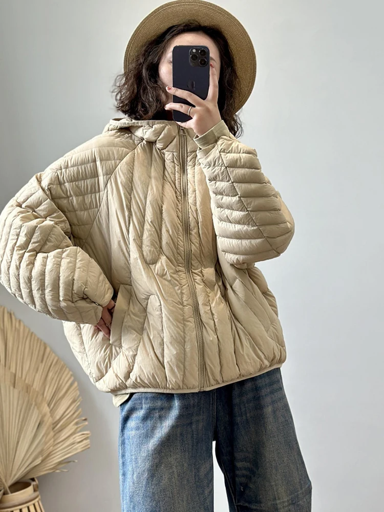 2025 herbst Winter Frauen Übergroße Puffer Jacke Kurze Ultra Licht 90 % Weiße Ente Unten Mantel Mit Kapuze Warme Parkas outwear