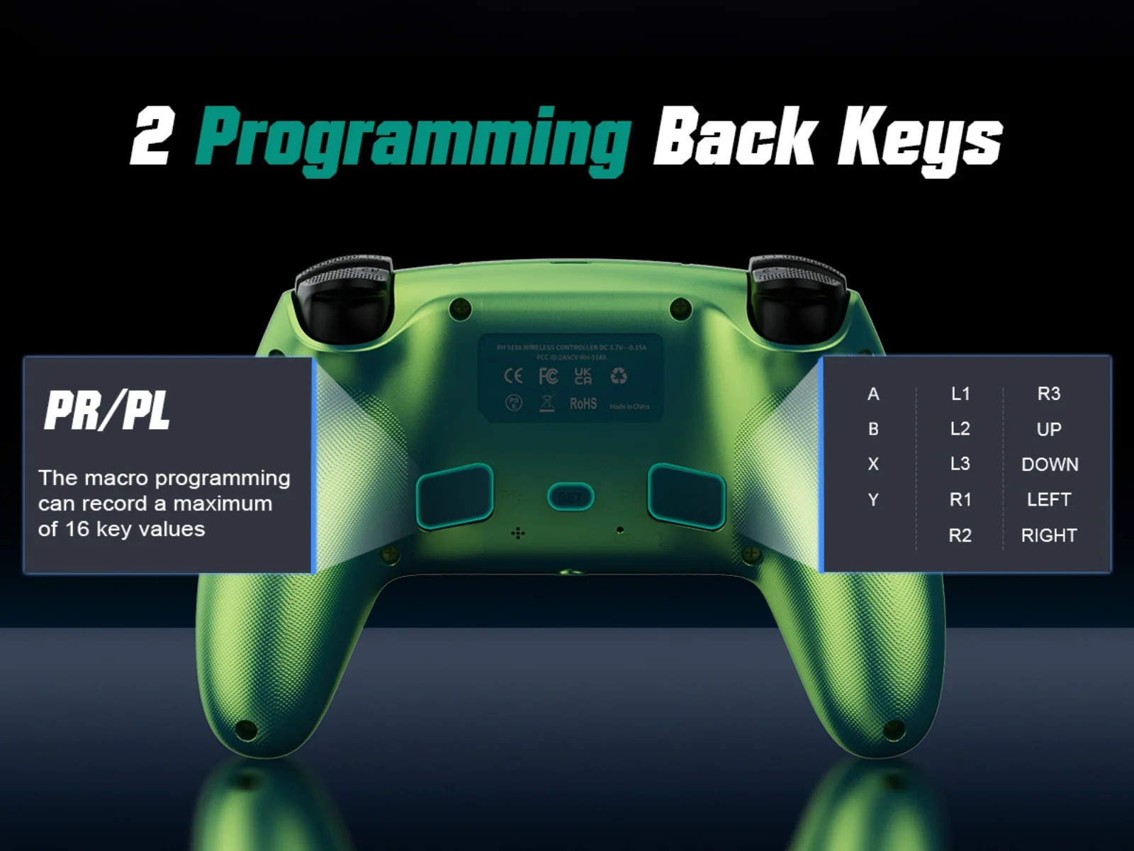 Controller für PS5/PlayStation 5 Pro/Slim/PC, kabellose Gamepads, RGB-Hall-Effekt, kein Drift, Spiel-Joystick mit Dual-Vibration, Marco/Turbo-Funktion – Detail 9