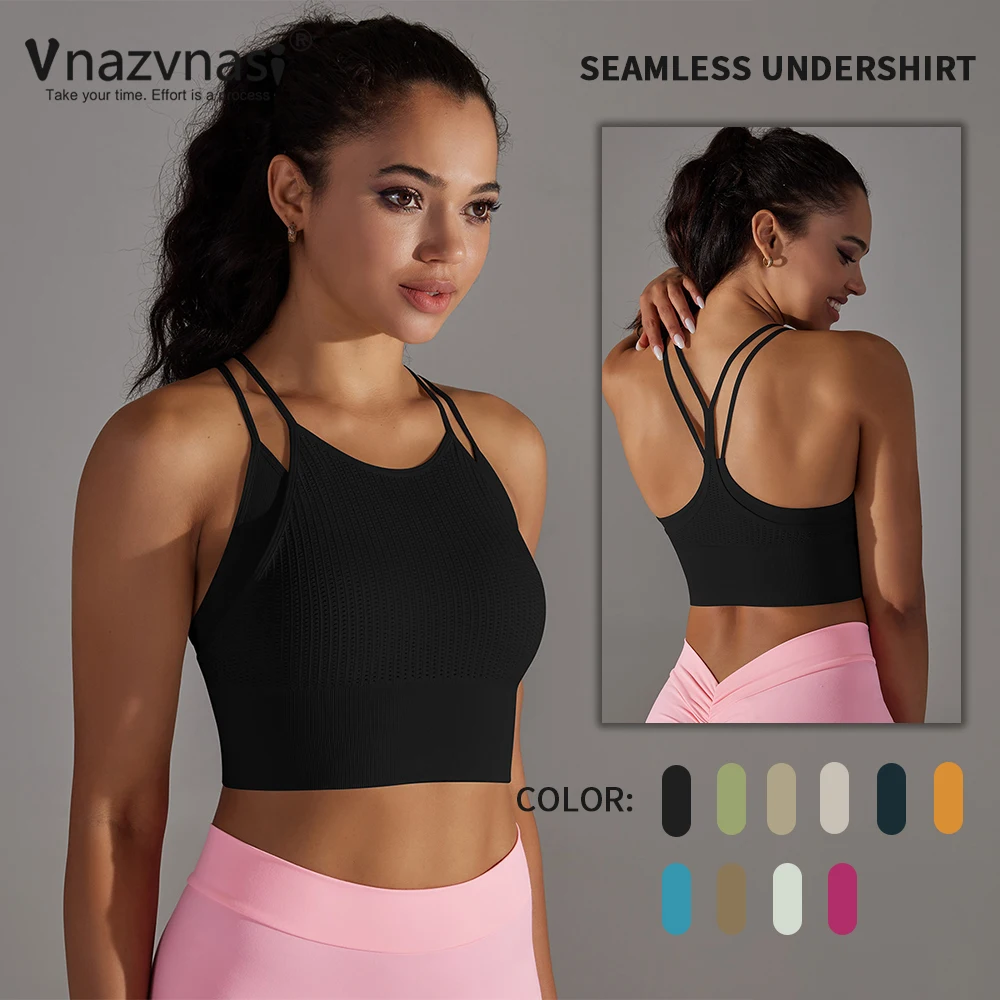 Vnazvnasi-ropa interior sin costuras para mujer, Sujetador deportivo de alta calidad para gimnasio, Top de Yoga para fitness, ropa de entrenamiento