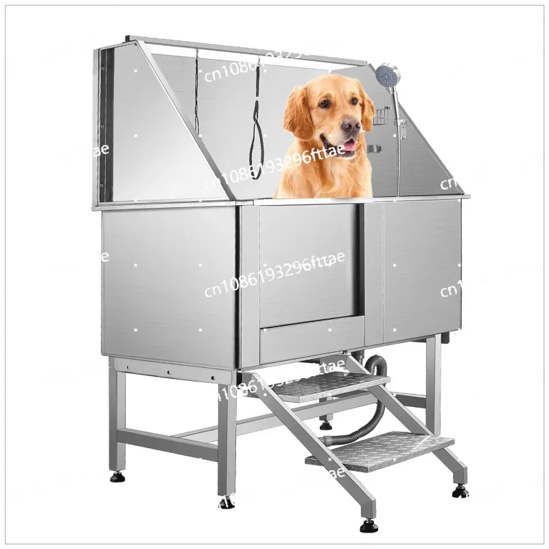 50 Inch Electric Dog Grooming Bathtub with High Pressure Sprayer Stainless Steel Electric Lift Height Pet Paw Cleaner Bathtub