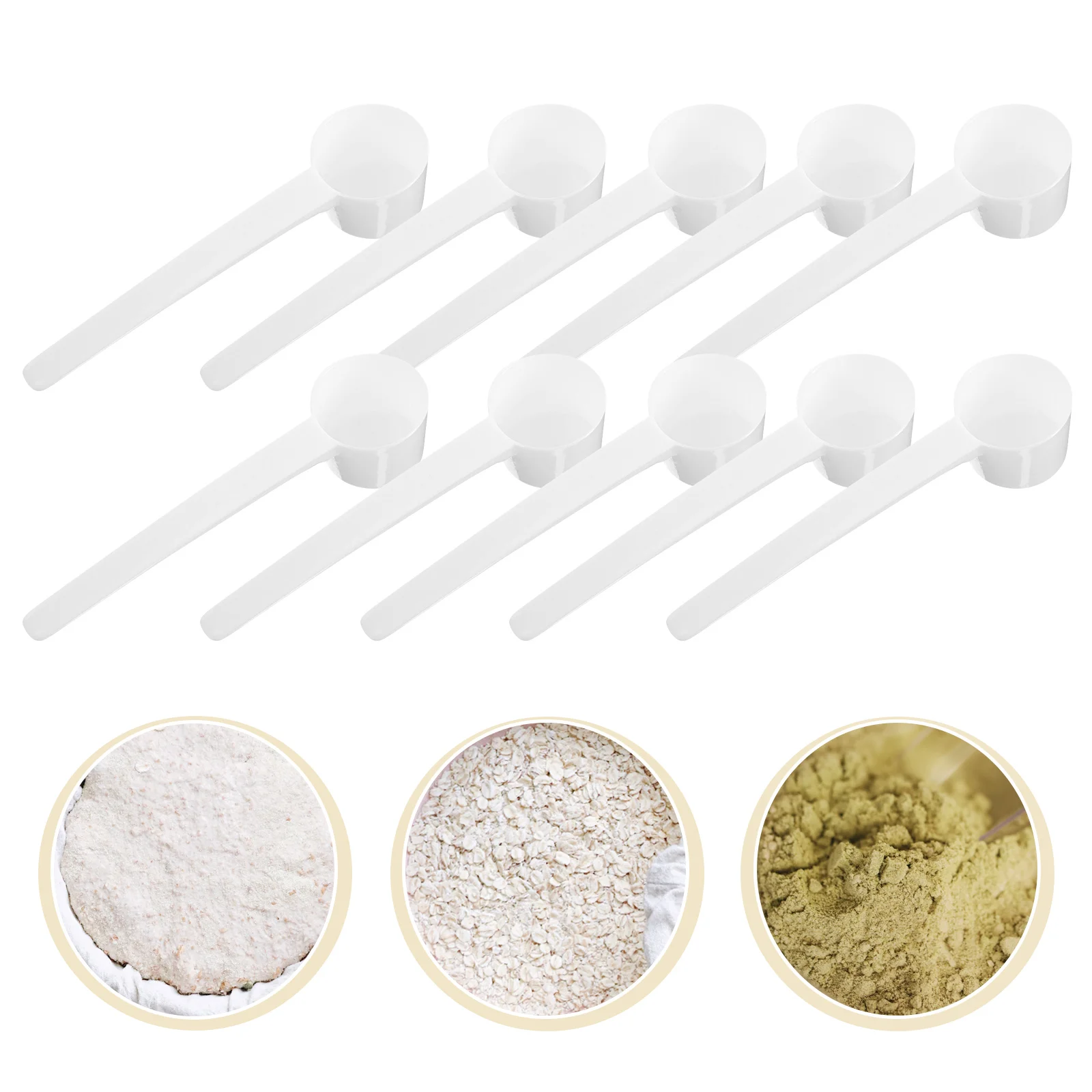 10pcs 5g Plastic Coffee Measuring Spoon For Milk Powder Liquid Seasoning Refillable Reusable Compatible Scoops (White)