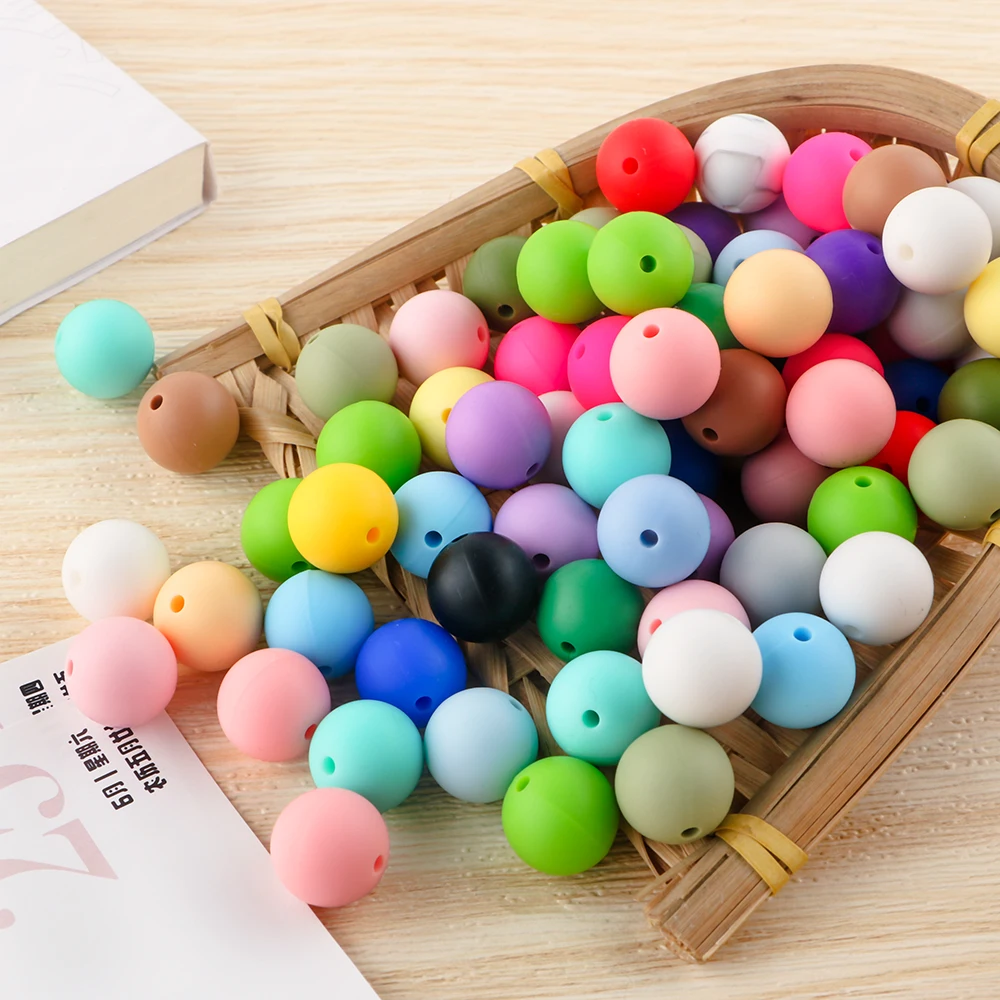 20/50Pcs/Lot New Color Silicone Beads 15MM Beads To Make Bracelets For Jewelry Making DIY Necklace KeyChain Pen Accessories